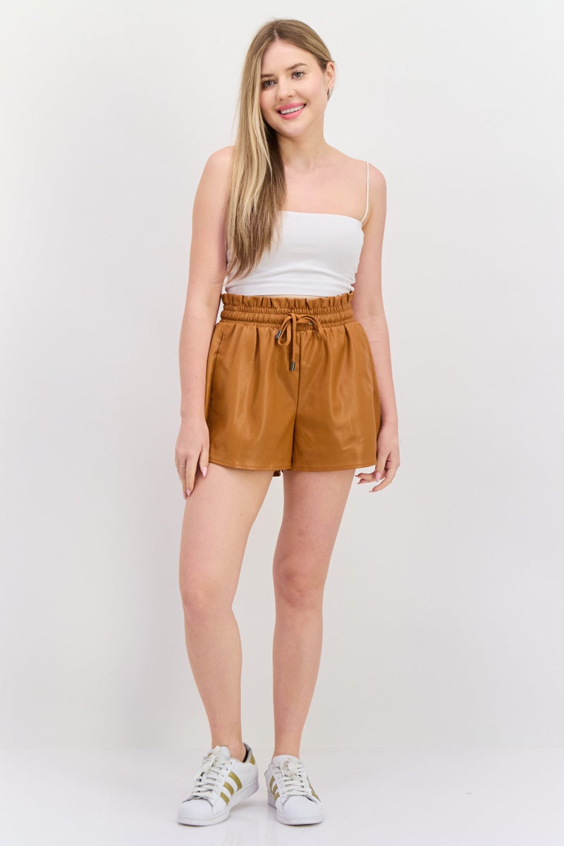 Jessica Simpson Women Solid Basic Shorts, Brown - Image 4